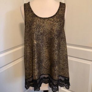 ✨Metallic Gold & Lace Party Blouse✨🖤
